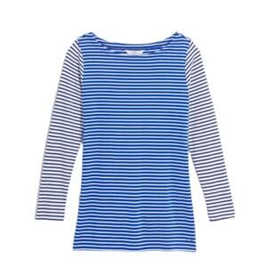 VINEYARD VINES blue navy white striped nautical boatneck 3/4 sleeve top shirt